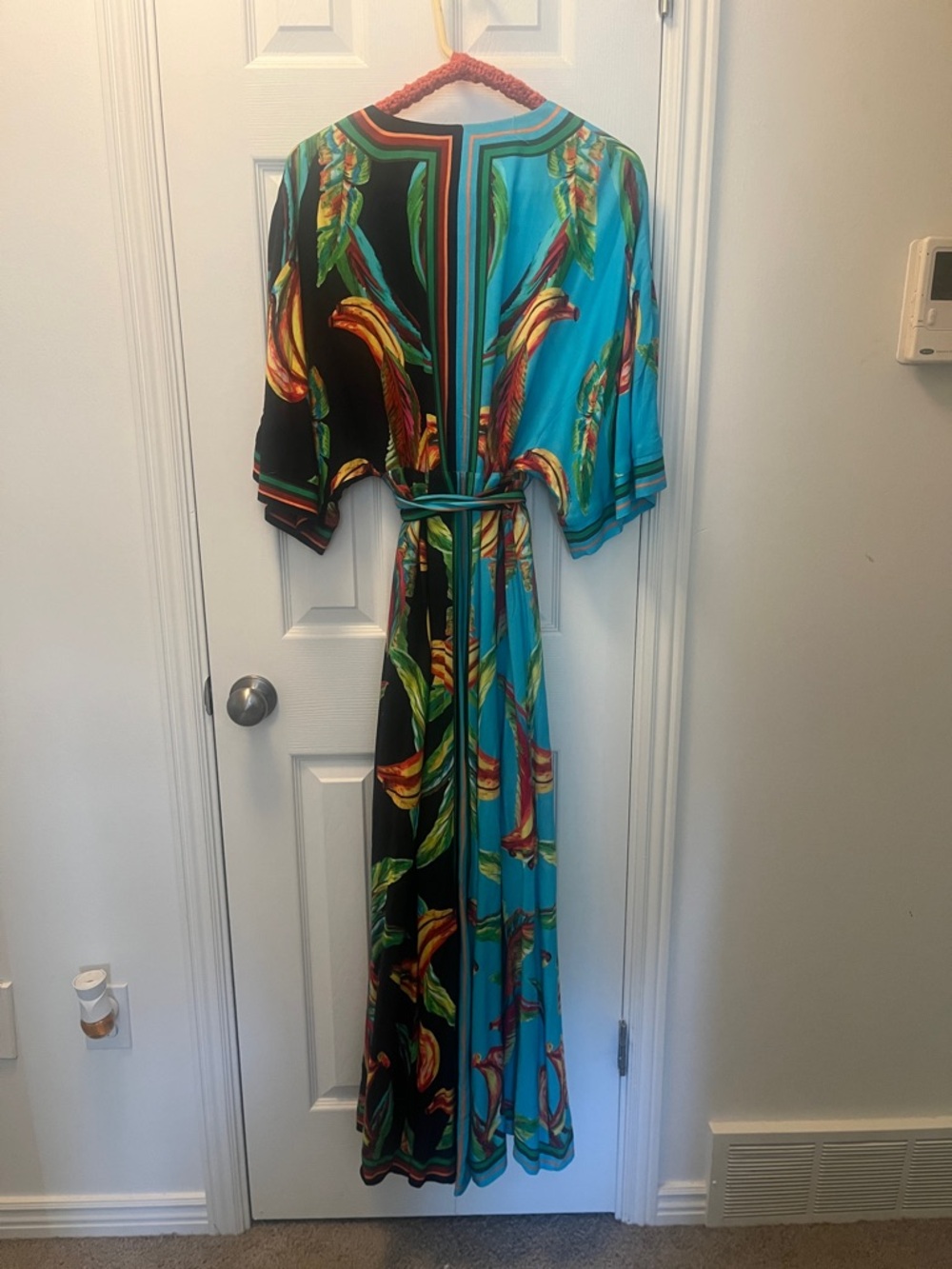 FARM Rio Turquoise & Black Tropical Banana Print Maxi Dress - Picture 2 of 4